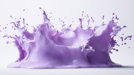 Purple liquid splash with white background.