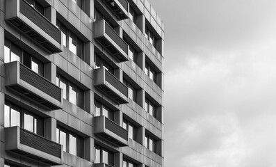 Partial view of residential high-rise building