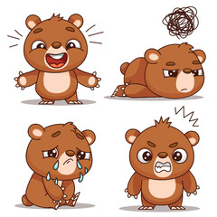 A delightful and playful collection featuring an array of adorable cartoon bears, each displaying a variety of emotions