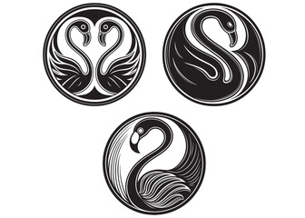 flamingo logo silhouette vector illustration, Black silhouette flamingo logo, flamingo silhouette logo, flamingo bird vector logo icon, Vector flat flamingo silhouette isolated on white background © Adobe design