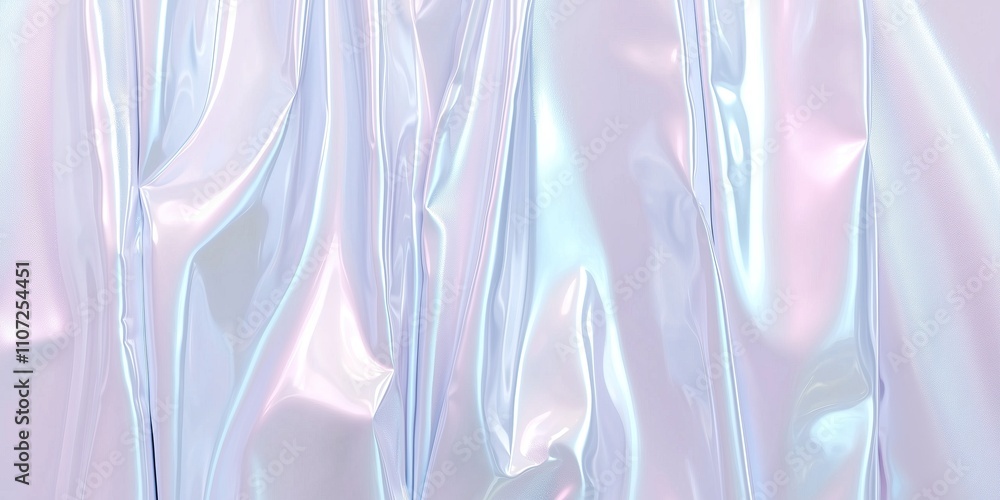 Poster iridescent fabric with flowing folds reflecting soft pastel colors