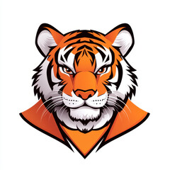 Obraz premium Fierce cartoon tiger head with bold colors and striking features