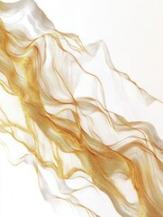Fototapeta premium Elegant abstract line art on white background. Luxury hand drawn mountain with golden texture and gold wavy line. Shining wave line design for wallpaper, banner, prints, covers, wall art, home decor.