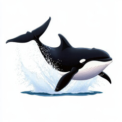 Obraz premium cartoon whale splashing water joyfully with its tail in ocean