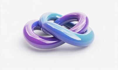 Fototapeta premium 3D Render of Simple Icon with Intertwined Blue and Purple Tubes on White Background, Minimalistic Style