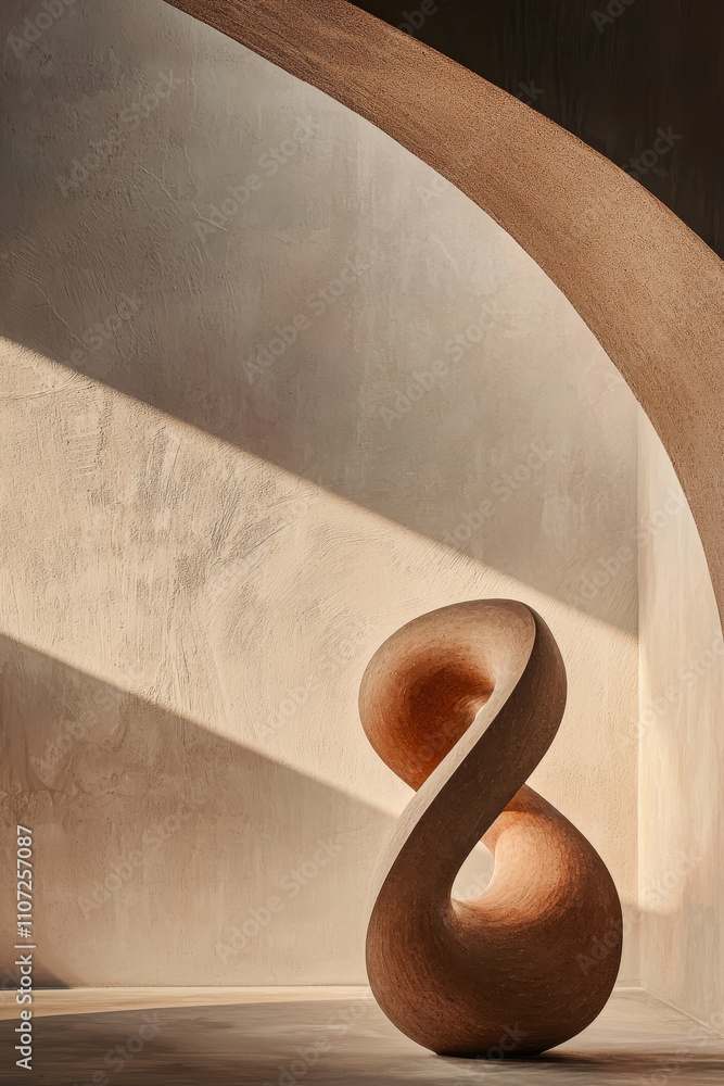 Aufkleber elegant abstract sculpture: exploring minimalist design and light in modern architectural spaces