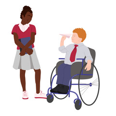 couple of children with disabilities cartoon vector illustration graphic design