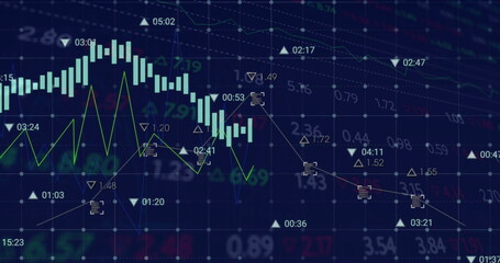Image of financial data processing over dark background