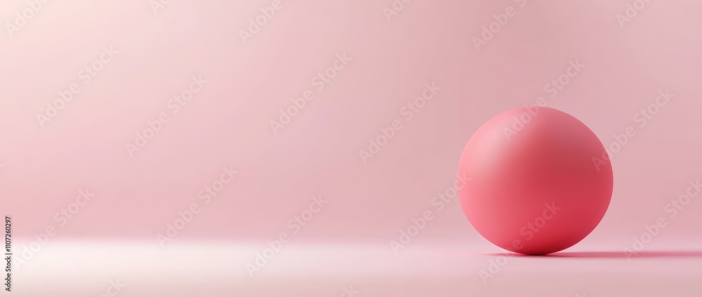 Poster a simple pink sphere on a soft pink background, emphasizing minimalism and color harmony.