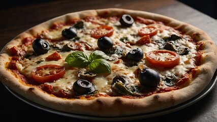 Isolated side view of classic italian pizza