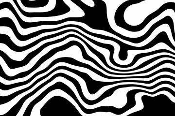 Vector background with black and white liquid stripes. Banner for channel header. Abstract geometric. Eps 10