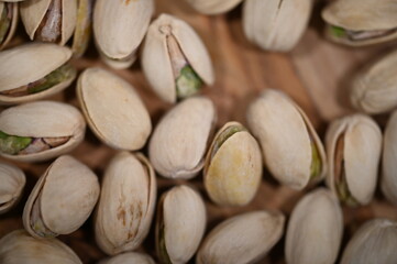 close up of a bunch of pistachios