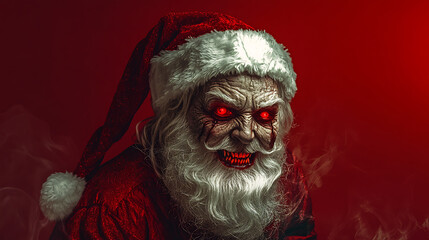 portrait of a bloody evil zombie christmas santa clause realistic