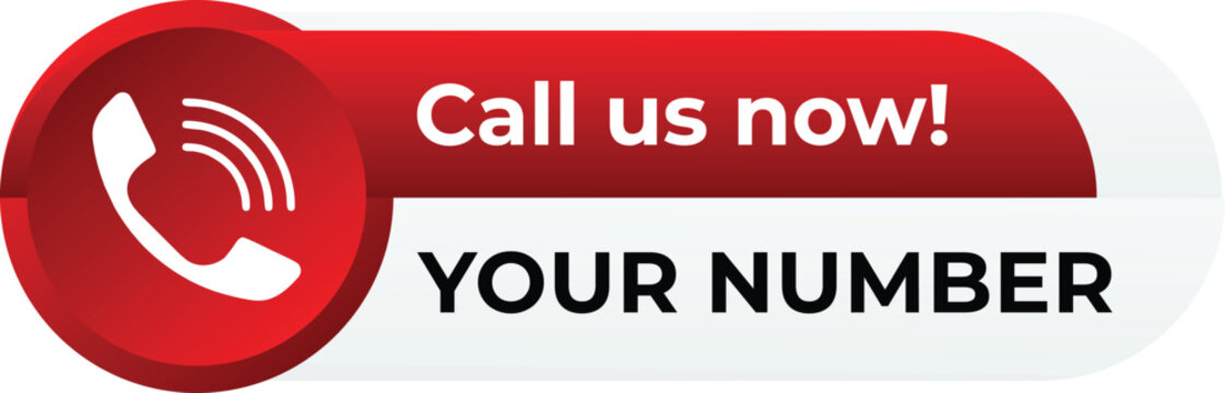 Call us now modern internet button - template for phone number in website header - conspicuous sticker with phone headset pictogram. Call us now icons for business purpose. Vector illustration