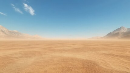 Fototapeta premium Vast desert landscape under a clear blue sky.