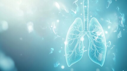 Obraz premium An abstract representation of the human respiratory system with soft color gradients and a white background, Artistic style, photo of