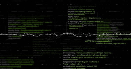 Image of data processing over diagrams on black background