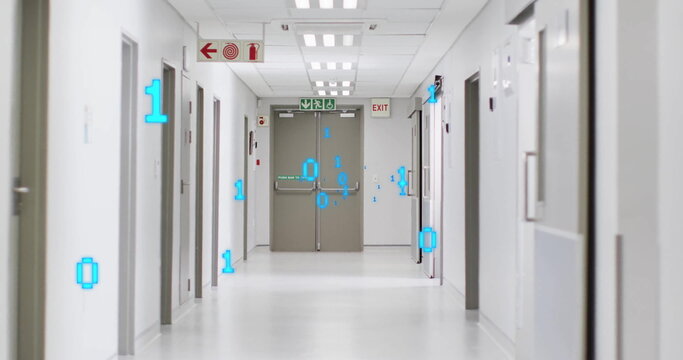 Image of binary coding and digital data processing over computer servers - Powered by Adobe