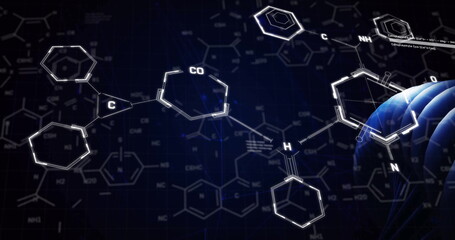 Image of scientific data processing over dna strand spinning