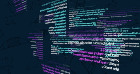 Image of digital data processing over dark background