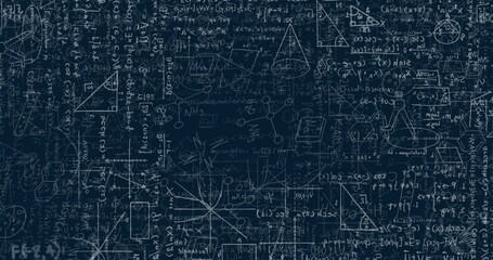 Fototapeta premium Image of mathematical data processing over dark background