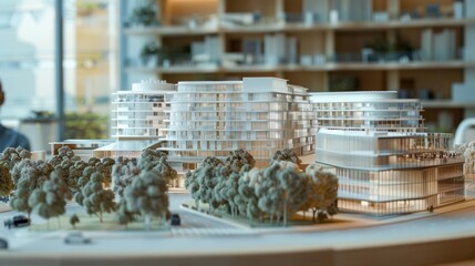 Capturing the essence of both the vision and the reality this comparison of an architectural model and the inprogress site reflects the dedication and hard work of the entire construction