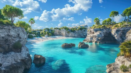 Serene Tropical Beach with Crystal Clear Water