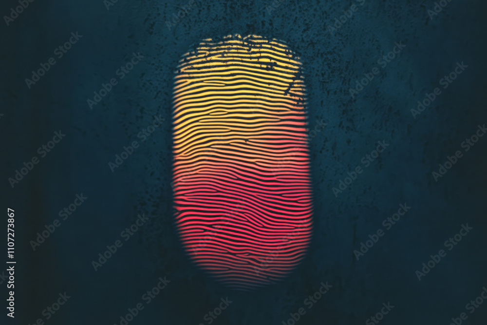 Aufkleber a fingerprint with a red and yellow fingerprint