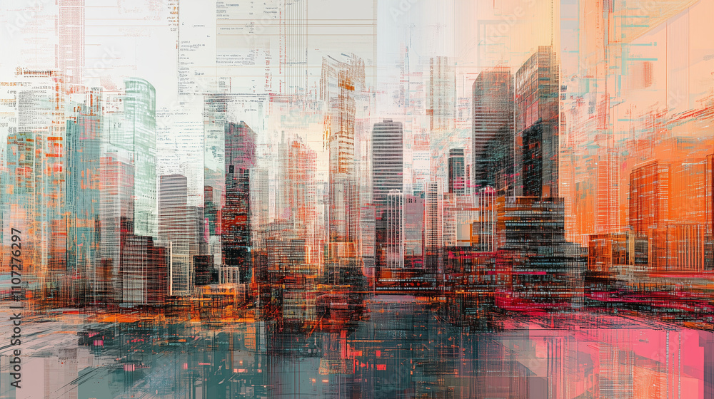 Poster a digital padlock symbolizing cybersecurity is depicted, disintegrating into particles, representing