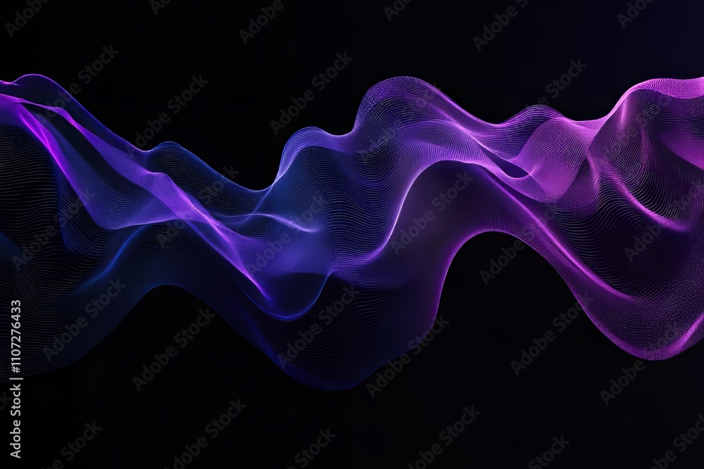 Poster Colorful digital wave pattern flows smoothly across a dark background creating a mesmerizing visual experience. Generative AI