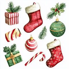 Watercolor Christmas Elements Include and More