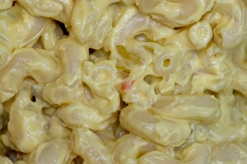 Close up view of macaroni salad