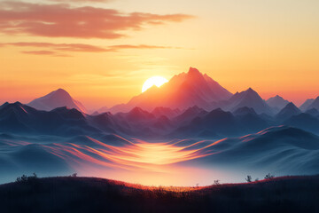 Obraz premium a sunset view of a mountain range