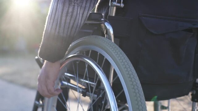 A person with a disability walking in the park