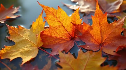 Abstract Autumn Leaves Underwater