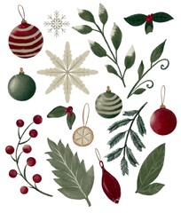 Christmas set, hand draw. This set of elements can be used for various creative projects, including designing holiday cards, crafting personalized gift tags, creating digital or printed wrapping paper