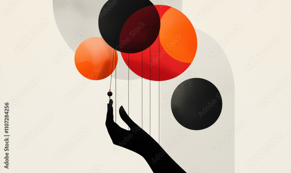 Poster exploring creative abstractions: geometric minimalism and surreal contrast in modern artistic expres