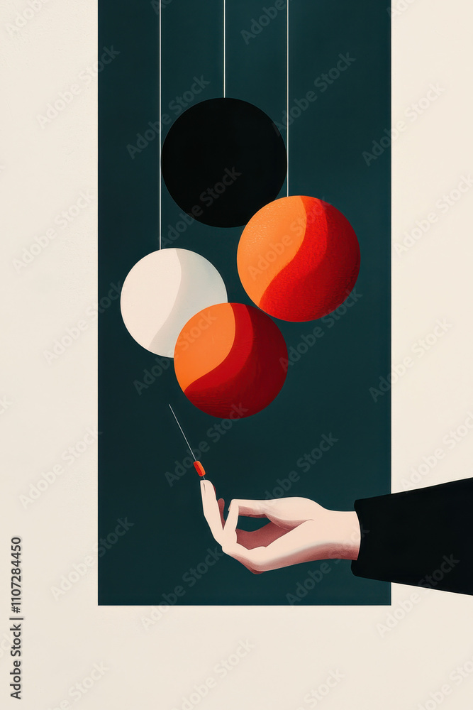 Aufkleber exploring minimalism and surreal forms: a conceptual artwork capturing balance and geometry in abstr