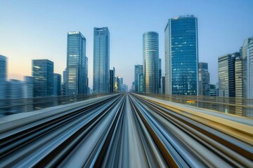 Fototapeta premium Business concept high speed abstract MRT track of motion light for background in tokyo japan , isolated on white background, , copy space, copy space for text,