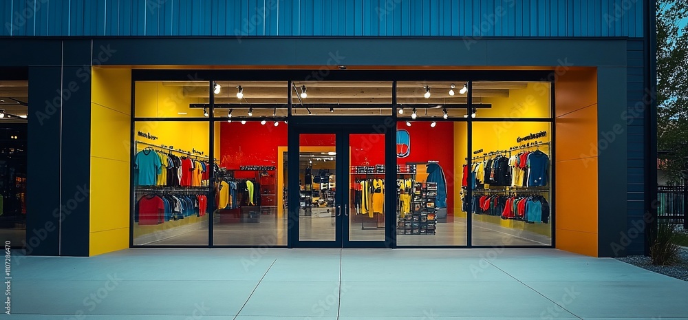 Aufkleber storefront displaying colorful apparel in a modern retail environment.