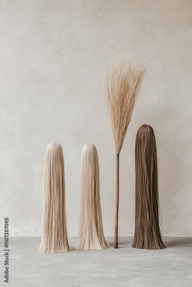 Poster intriguing minimalist art installation featuring unique vertical structures with textured appeal in 