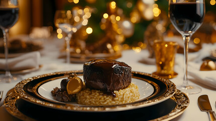 A Luxurious Christmas Dinner: Beef Steak with Risotto