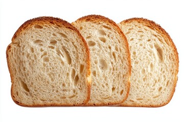 Freshly Sliced Bread Arrangement on a White Background, Ideal for Culinary Showcases and Food Photography
