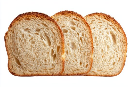 Freshly Sliced Bread Arrangement on a White Background, Ideal for Culinary Showcases and Food Photography