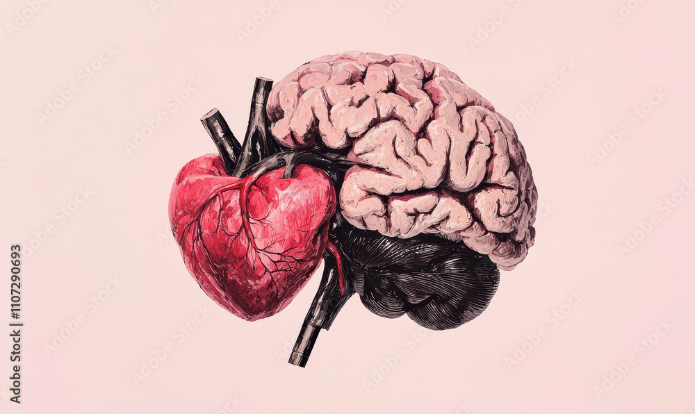 Poster exploring the intricate connection: a visual journey into the heart and mind fusion in conceptual ar