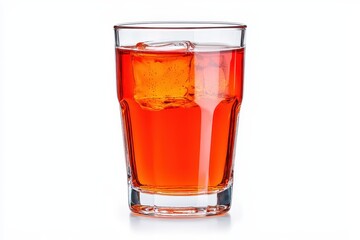 Stylish Glass Filled with Bright Red Refreshing Beverage on a White Background