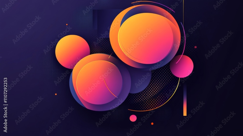 Poster virtual 3d element with circles, hexagons, triangles, lines, squares, rectangles. modern logo in cyb