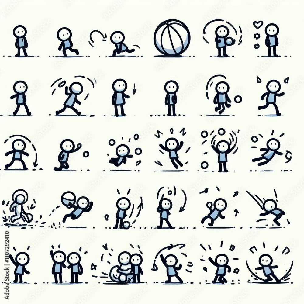 Poster a series of hand drawn images designed to create a simple animat