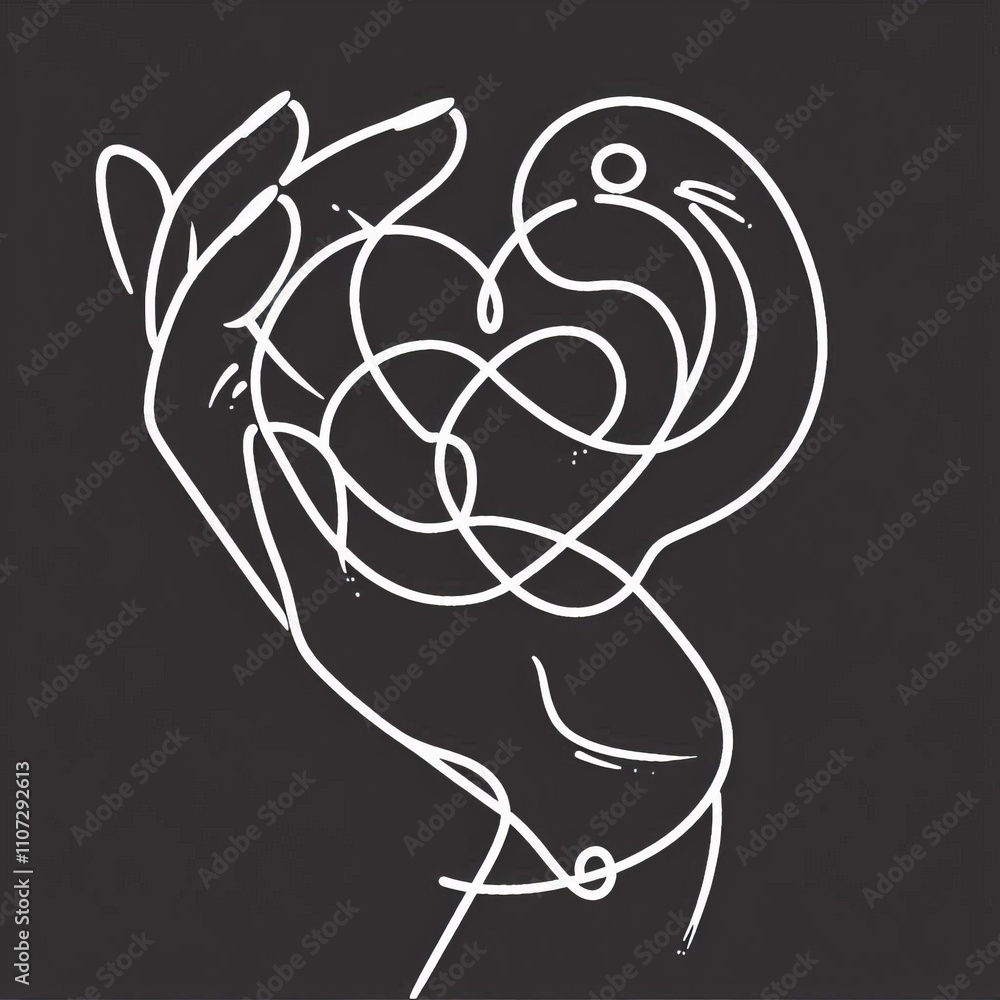 Poster a simple design suitable for a tattoo such as a continuous line
