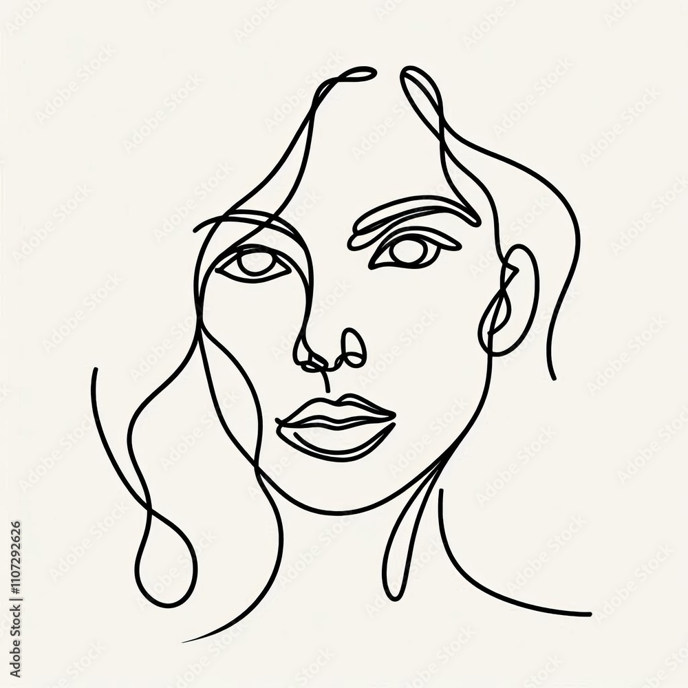 Poster a simple yet elegant portrait created using continuous lines the